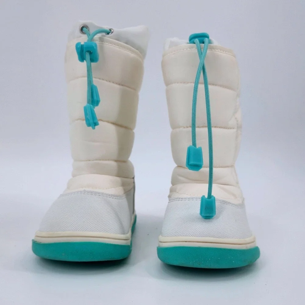 Ten Little Kids Puffer Winter Snow Boots White Teal 3M Thinsulate US 7‎ Unisex